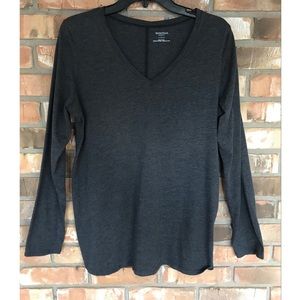 Motherhood Maternity Gray Long Sleeve V-Neck Tee Large